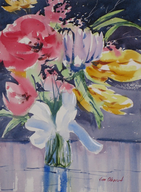 still life, flowers, boquet, original watercolor painting, oberst